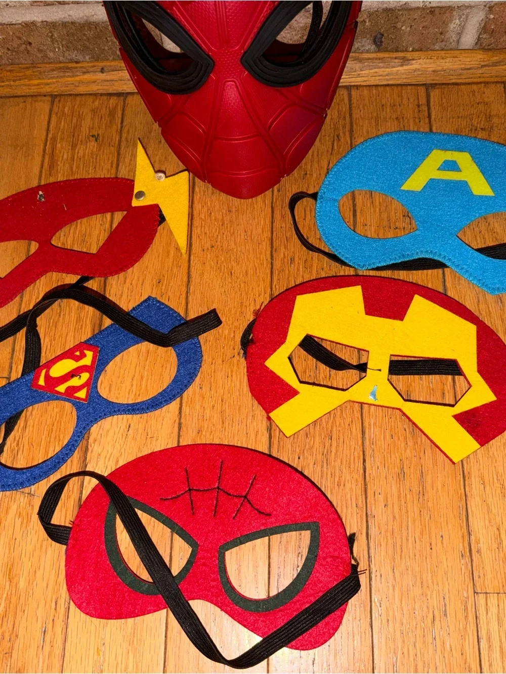 Kids Superhero Costume Set - Red and Blue Cape & Masks